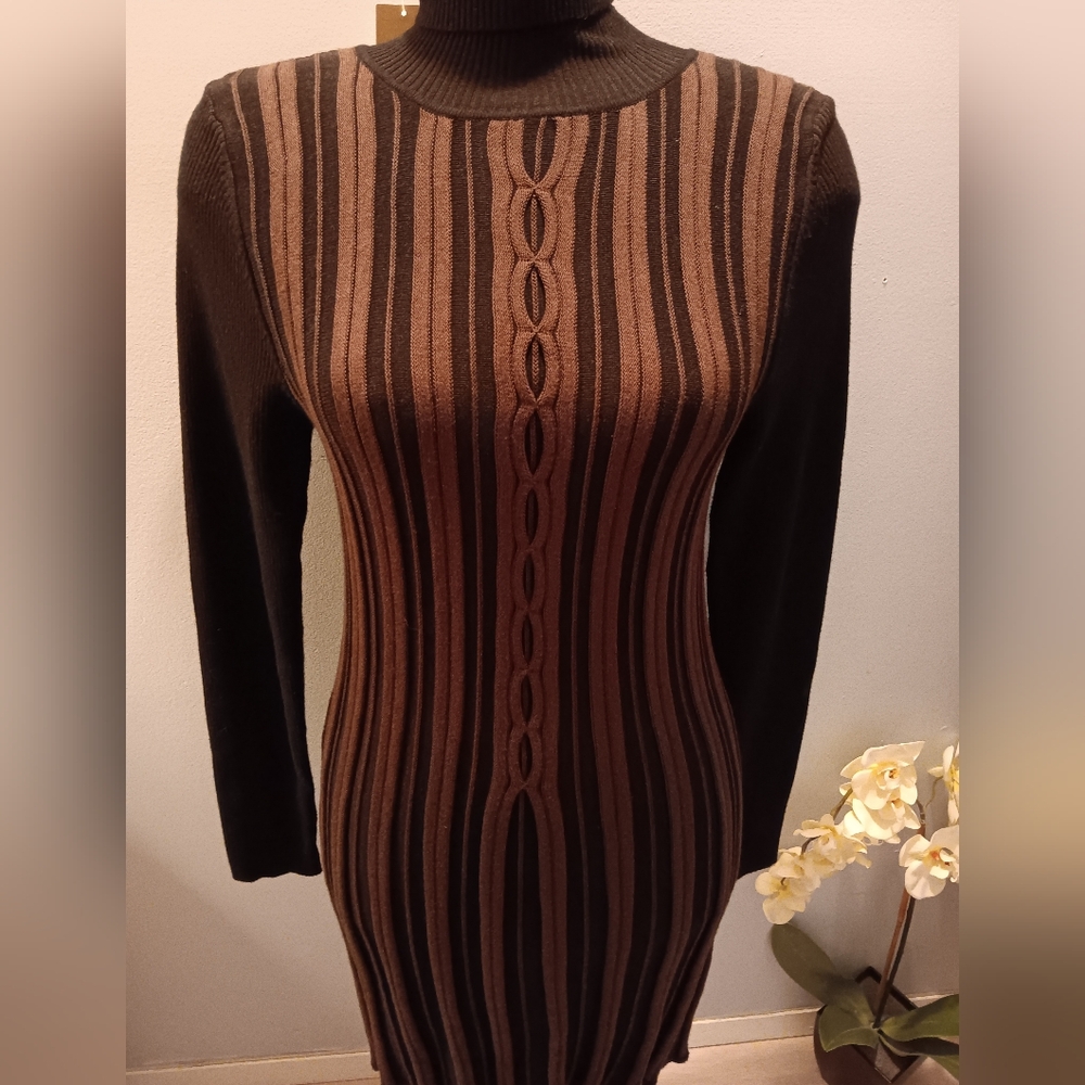 Max Studio accordian pleated turtleneck sweater dress NWT